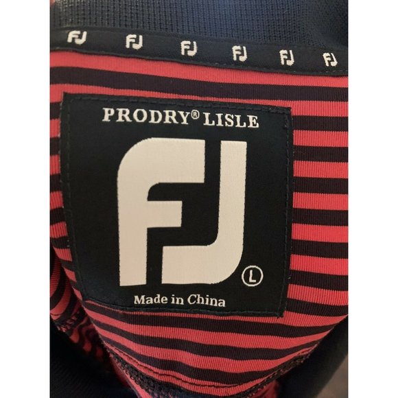 FootJoy ProDry Performance Stretch Striped Lisle Golf Polo Shirt L Red And Black - Picture 5 of 5